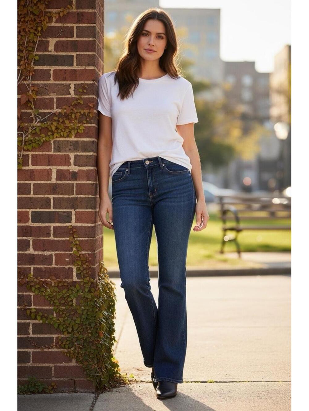 Levis 725 High Rise Bootcut Jeans 32 Women's Dark Blue Wash Size 32 - Picture 3 of 16